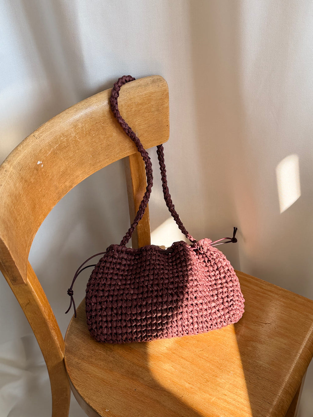 Arc Bags - The Raffia Pouch Bordeaux
