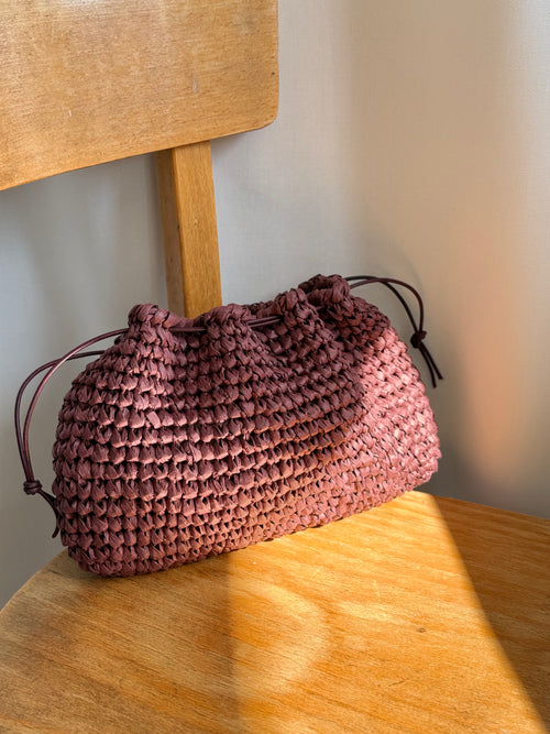 Arc Bags - The Raffia Pouch Bordeaux