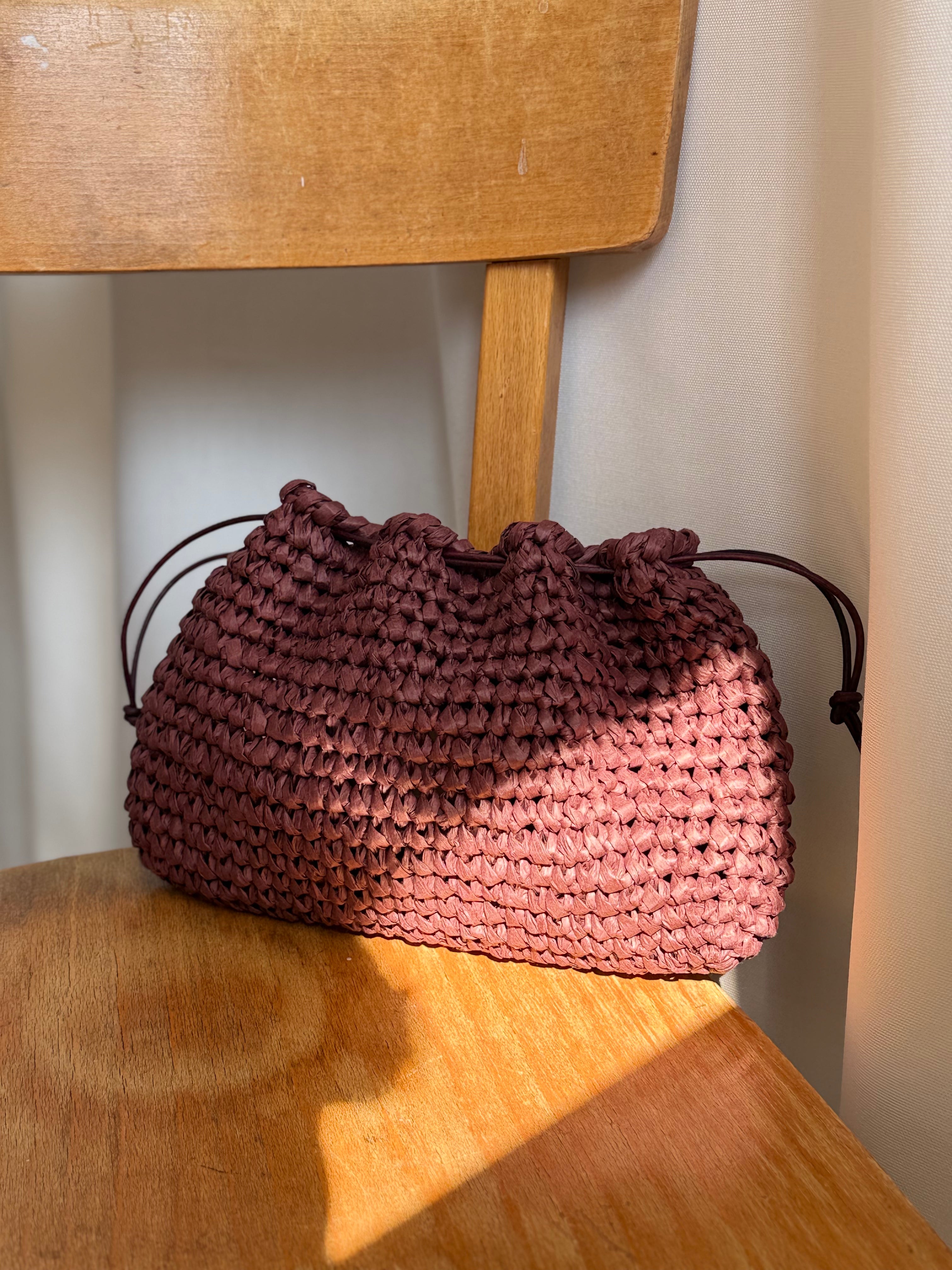 Arc Bags - The Raffia Pouch Bordeaux