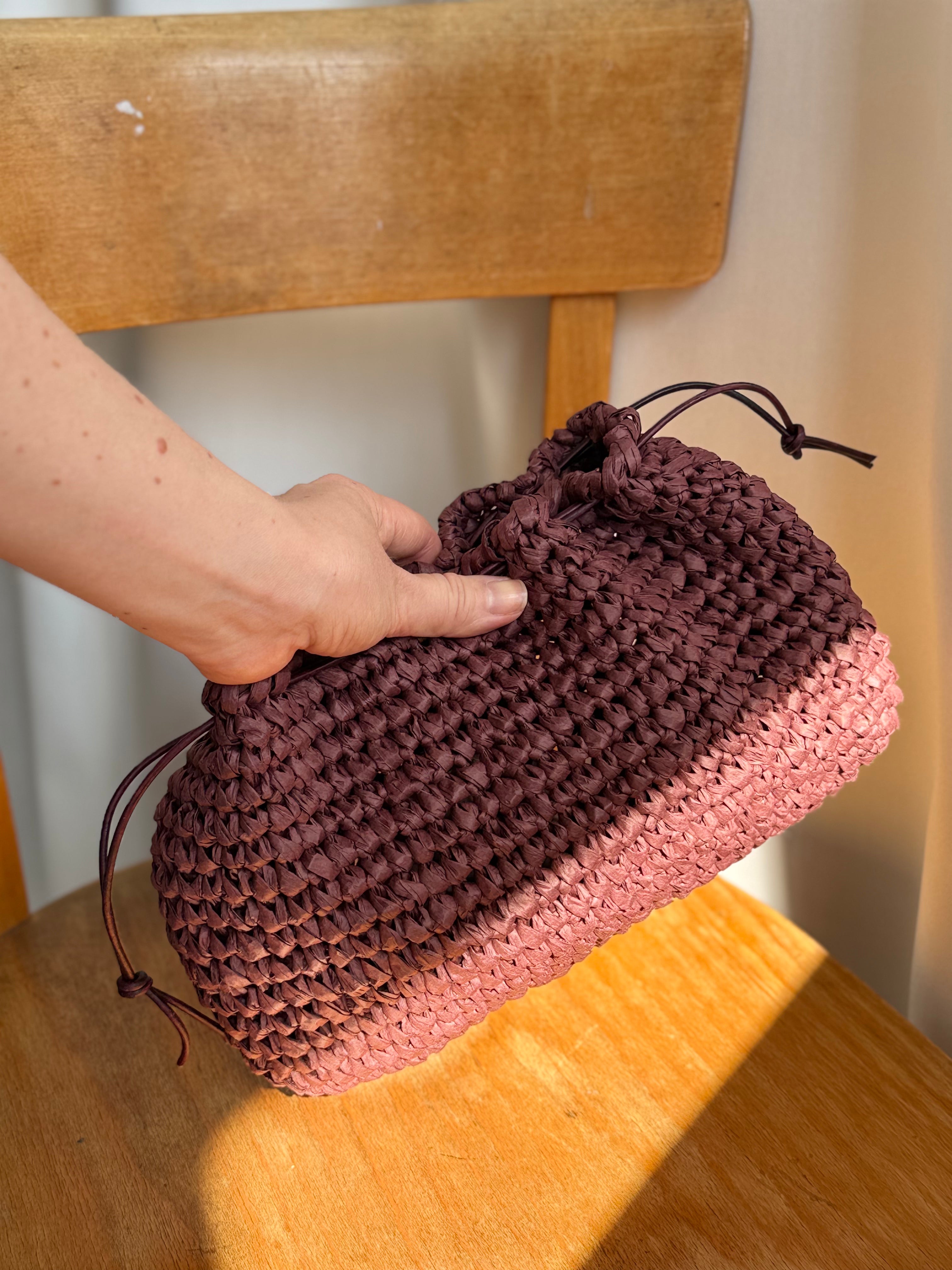 Arc Bags - The Raffia Pouch Bordeaux