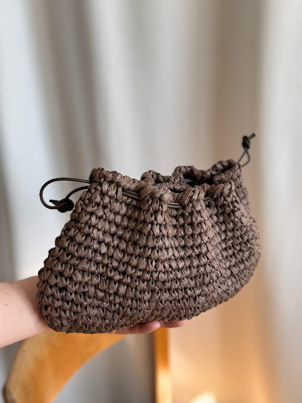 Arc Bags - The Raffia Pouch Chocolate