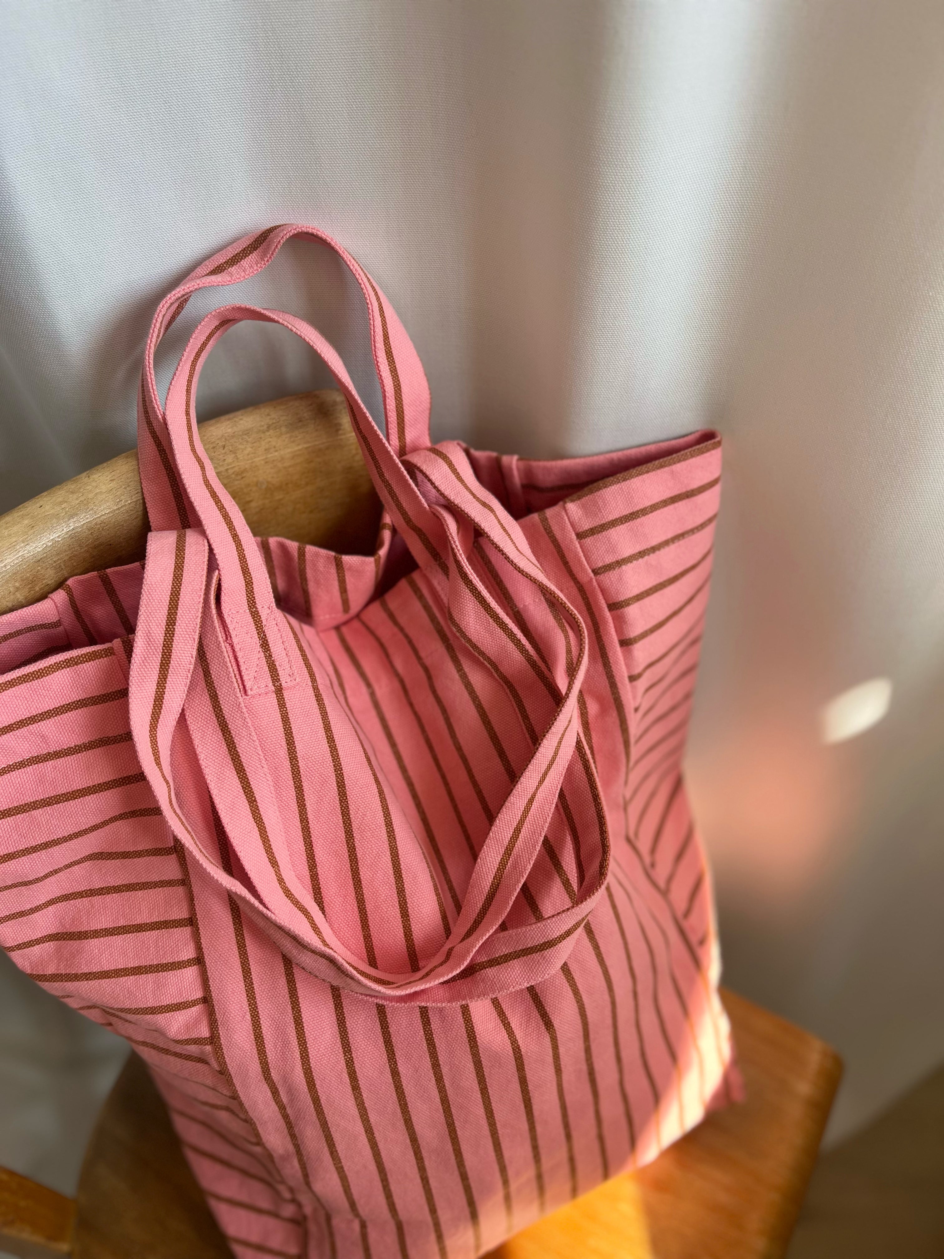Tote Bag Medium - Strawberry Pecan Streifen