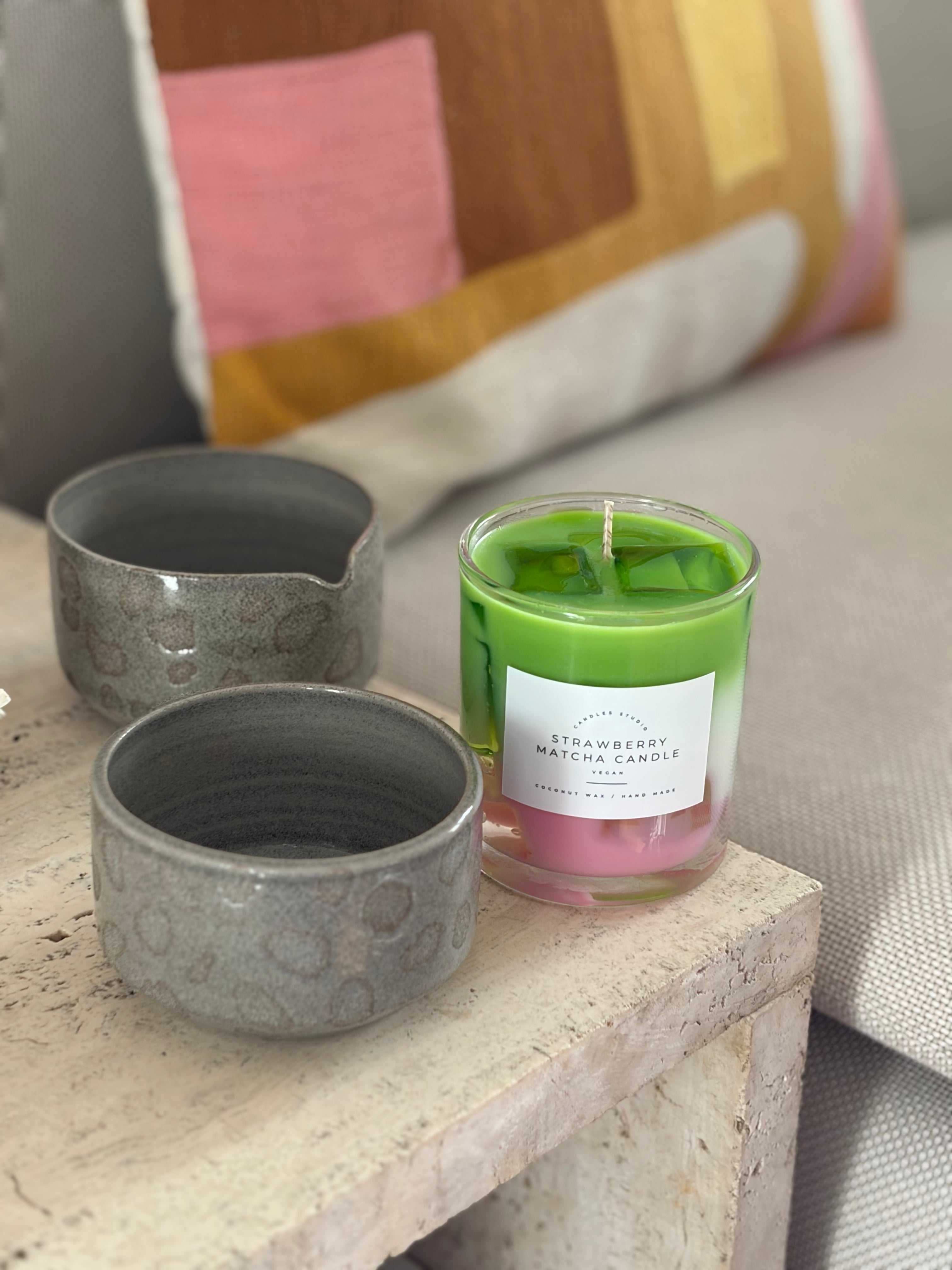 Matcha set Leo stone mit matcha kerze 