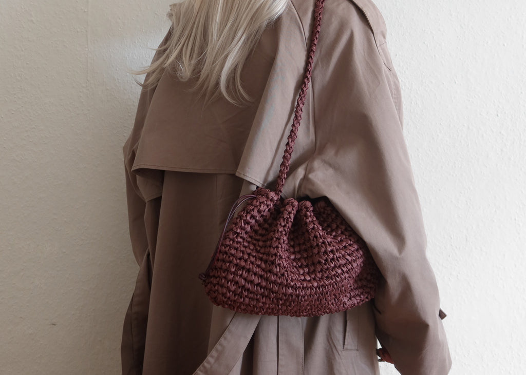 Arc Bags - The Raffia Pouch Bordeaux